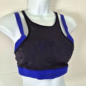 Under Armour Layered Fitted Women's Black and Blue Sports Bra M